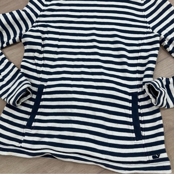 Vineyard Vines womens stripe funnel neck pullover Sweatshirt blue white XS - Picture 2 of 5